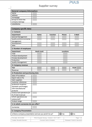 Supplier Survey Template